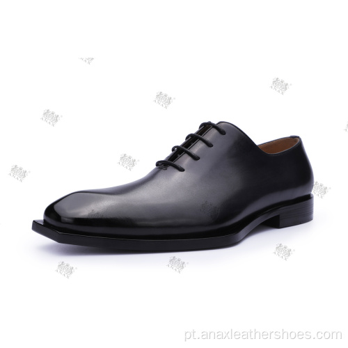 Sapatos casuais masculinos de couro com cadarço